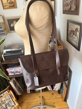 VTG 1997 Coach Manhattan Flap Purse Bag Mahogany Calf Skin Leather Italian 9103